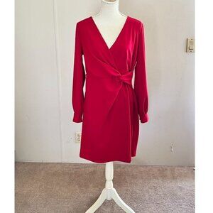 NWT DKNY Red Faux Wrap Dress Size 12